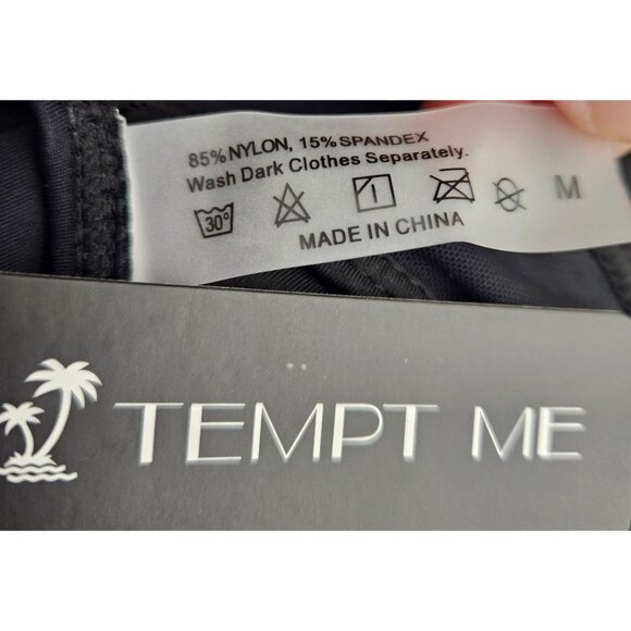 Tempt Me One Piece Womens Med Bathing Suit Black Mesh V-Neck Tummy Control - Picture 8 of 10